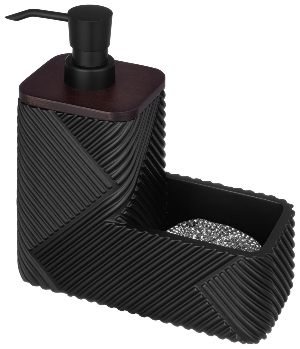 Spülmittelspender Arben - Dunkelbraun/Schwarz, KONVENTIONELL, Naturmaterialien/Kunststoff (17/7,5/18cm) - Luca Bessoni