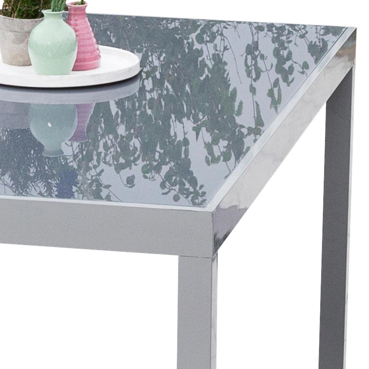 Gartenmöbel Set 5-Tlg. Taviano Metall/Glas/Textil - Silberfarben/Braun, ROMANTIK / LANDHAUS, Glas/Textil - Gardenson