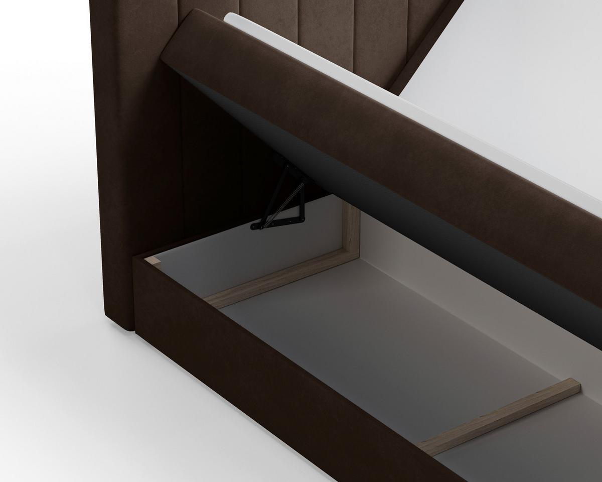 Boxbett Lila mit Topper 140x200 - Dunkelbraun/Schwarz, MODERN, Holz/Kunststoff (140/200cm) - Livetastic