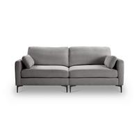 3,5-Sitzer Venti Hellgrau B: 225cm - Hellgrau/Schwarz, Basics, Holz/Textil (225/92/97cm) - MID.YOU