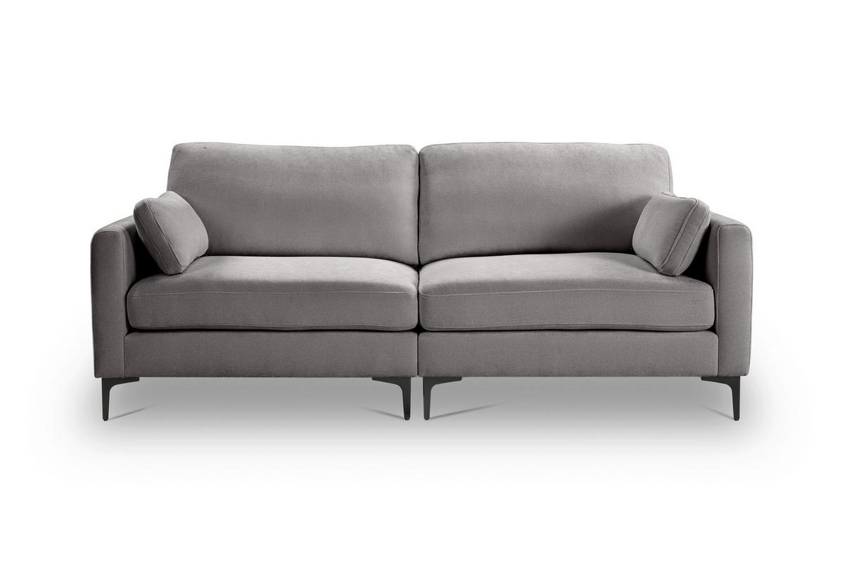 3,5-Sitzer Venti Hellgrau B: 225cm - Hellgrau/Schwarz, Basics, Holz/Textil (225/92/97cm) - MID.YOU