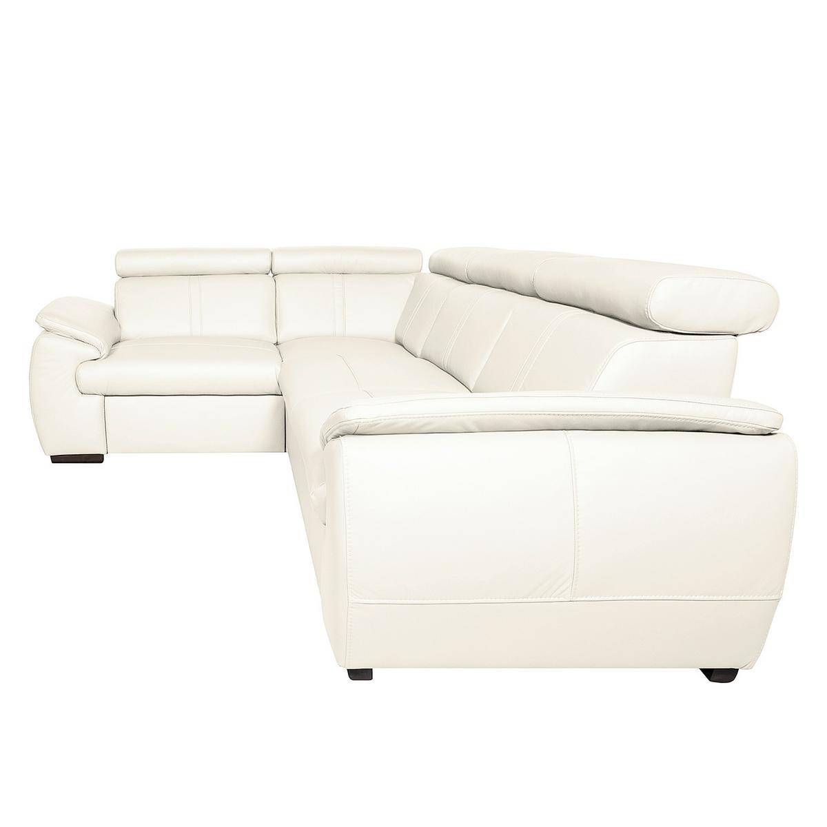 Ecksofa City Weiß B: 193x265 Cm - Wengefarben/Weiß, Design, Leder (193/265cm) - Livetastic