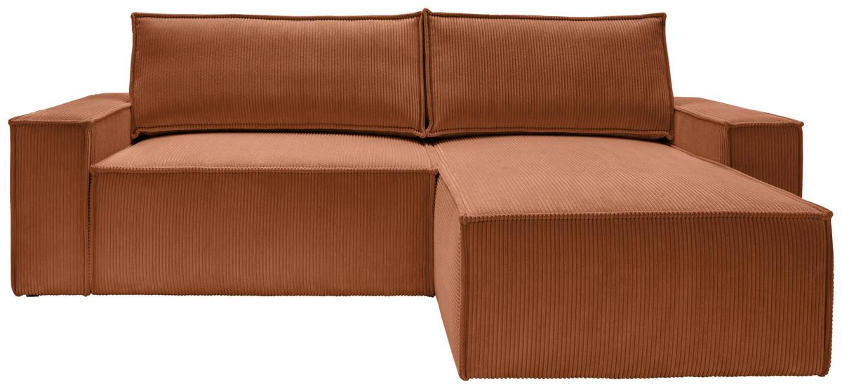 Ecksofa mit Schlaffunktion Perllo Rostfarben 251x170 cm - Rostfarben/Schwarz, KONVENTIONELL, Holz/Textil (251/170cm) - MID.YOU