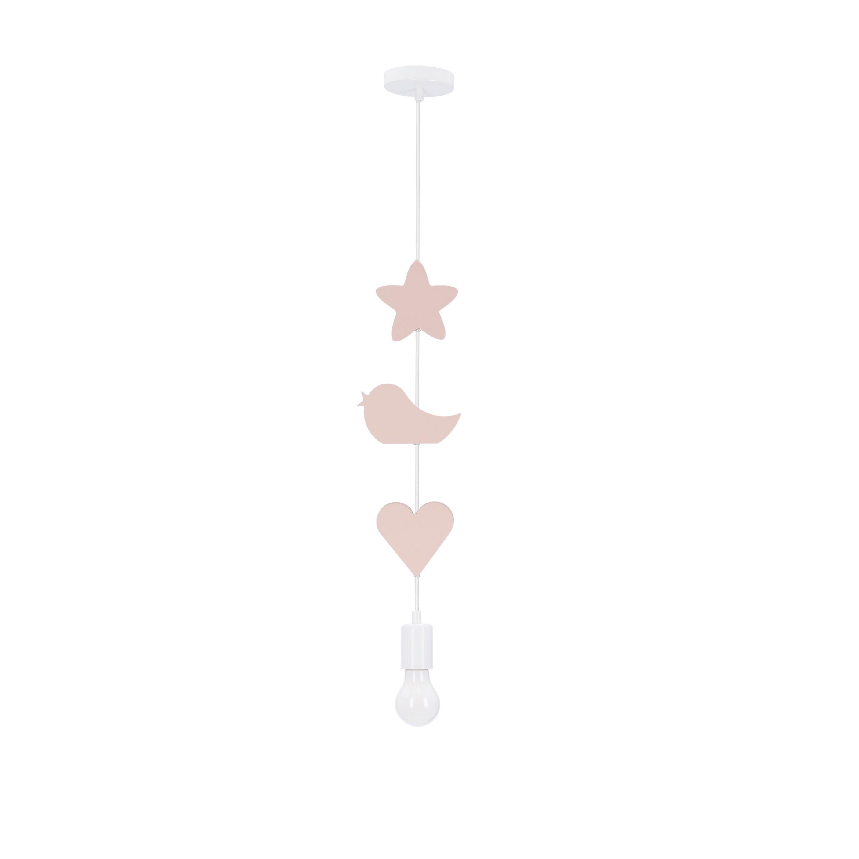 Kinderhängeleuchte 31-12128 Single Hbs - Pink/Weiß, Basics, Holzwerkstoff/Metall (15/10/90cm)