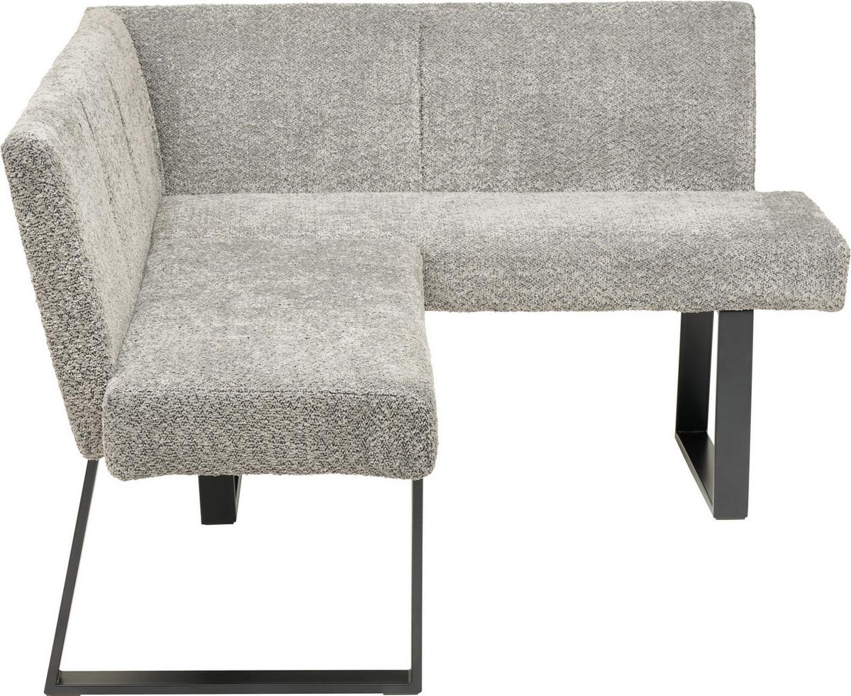 Eckbank Terri Grau, ca. 160x130cm - Schwarz/Grau, KONVENTIONELL, Textil/Metall (160/130cm) - MID.YOU
