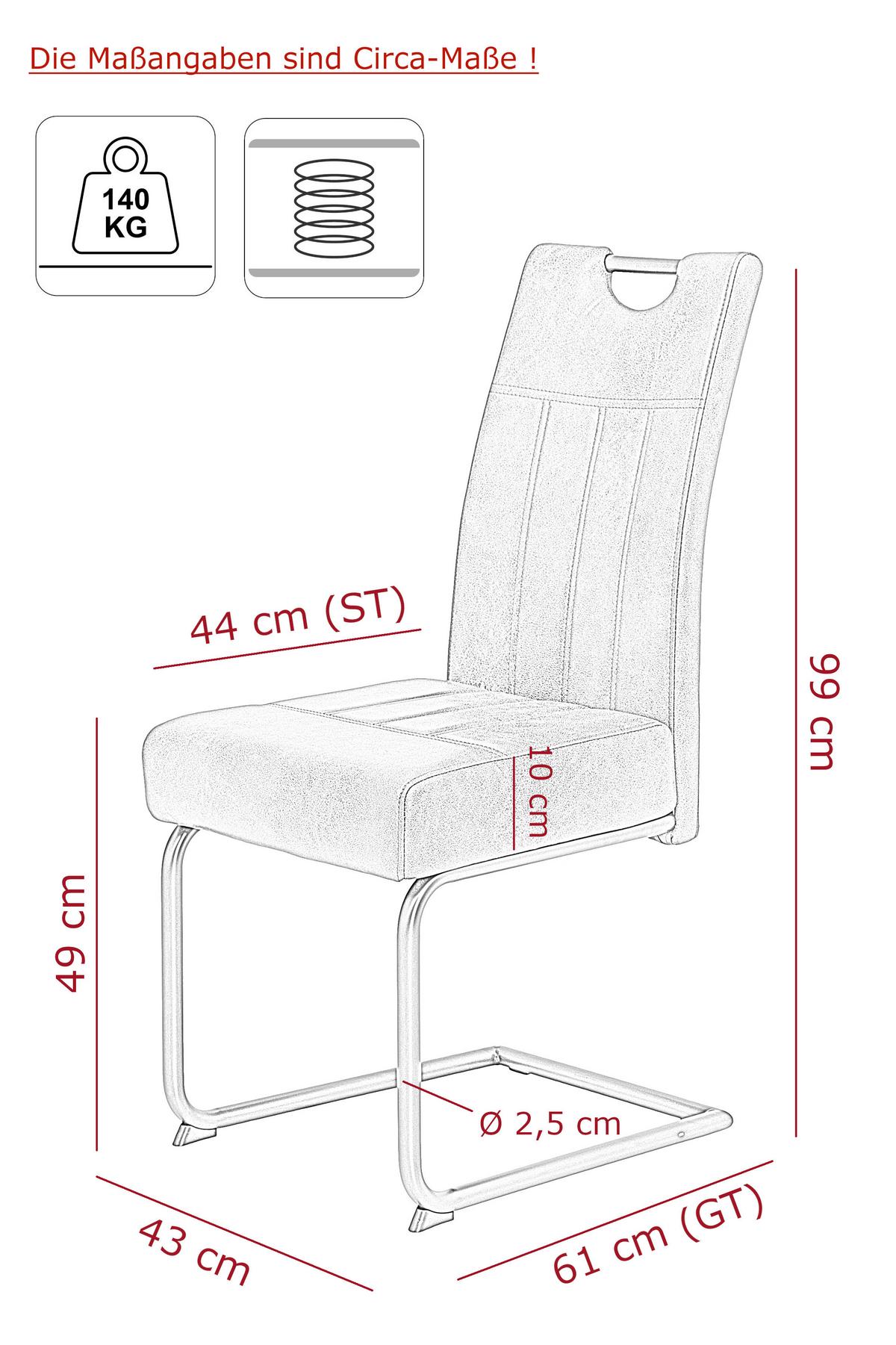 Szánkótalpas Szék Betty - fekete/antracit, Konventionell, textil/fém (43/99/60cm)
