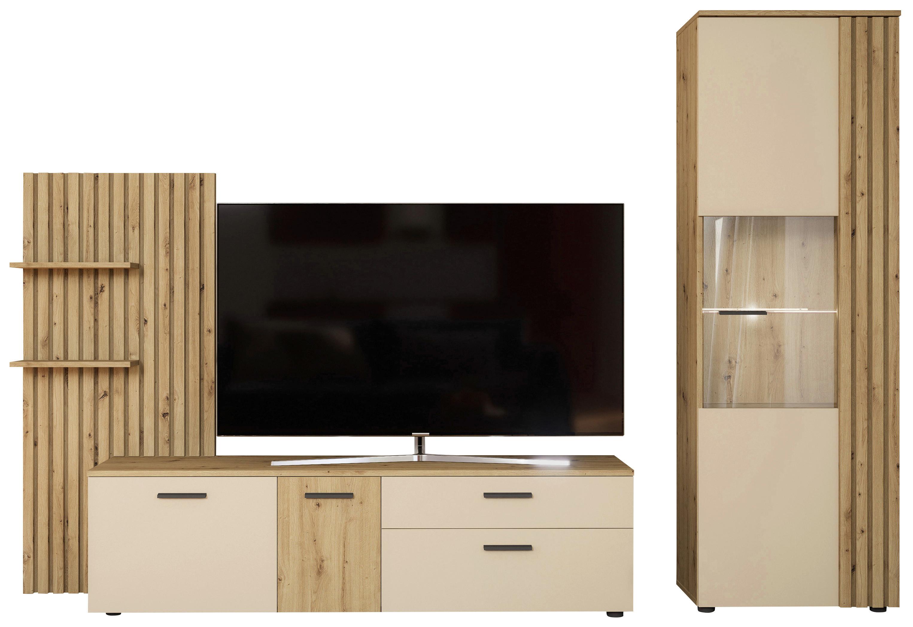 VIACDIELNA OBÝVACIA STENA GATWICK - čierna/krémová, Modern, kompozitné drevo/plast (280/180/38cm) - Mömax