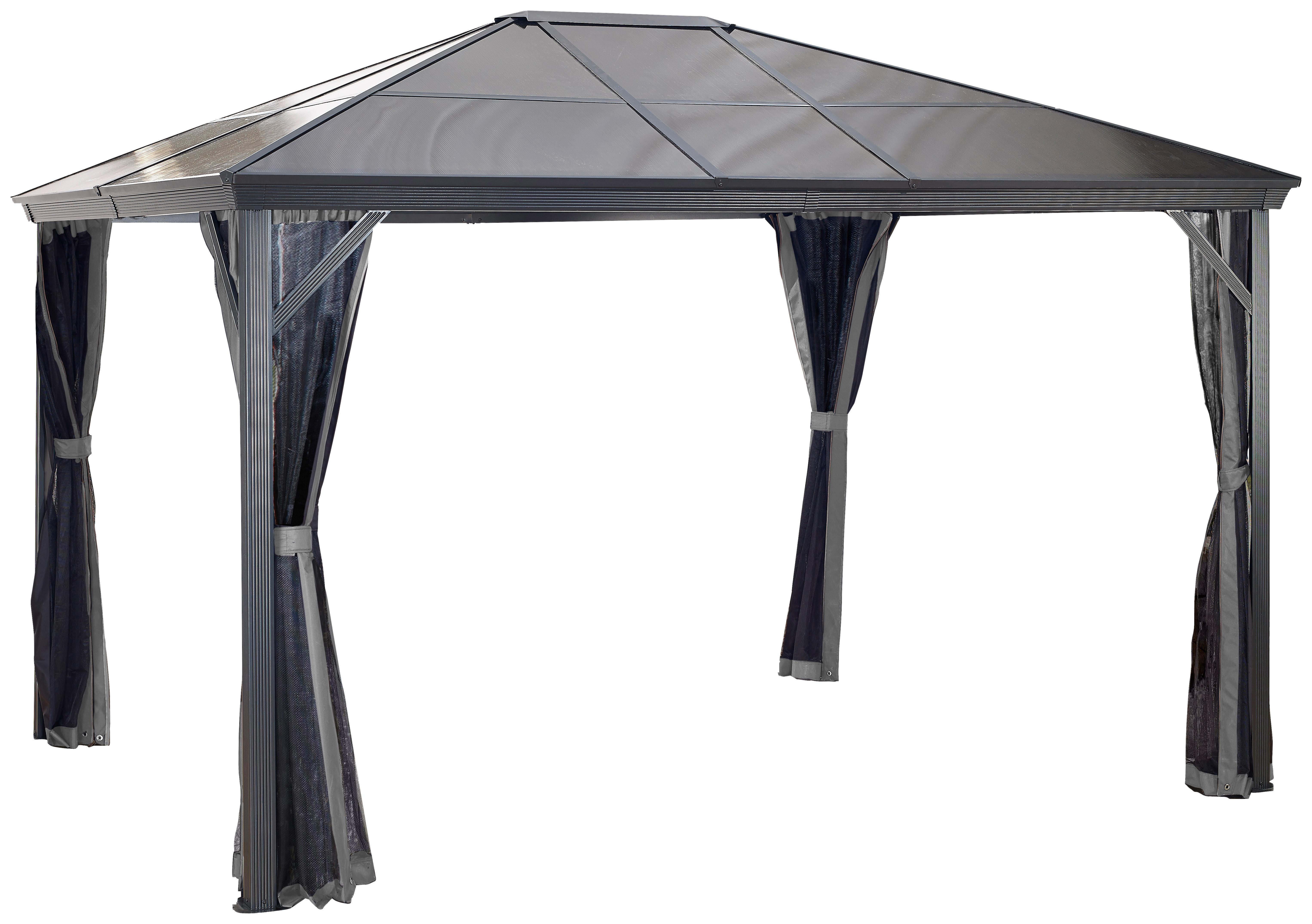 Pavillon Verona 423x298 Cm Wetterfest Gartenpavillon - Anthrazit, Basics, Kunststoff/Metall (423/261/298cm)