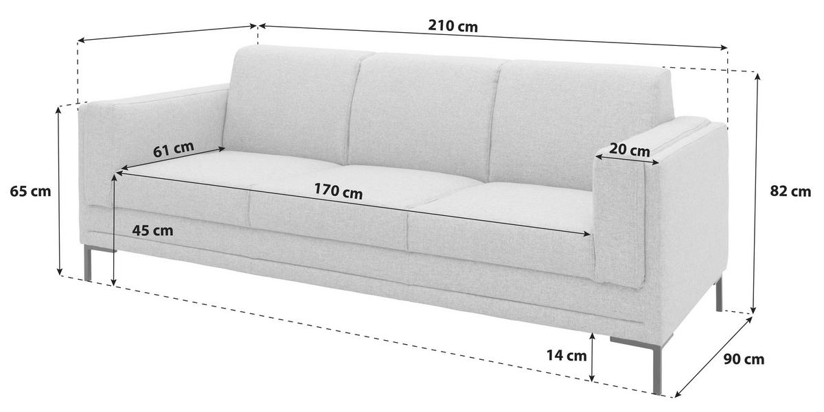 3-sitzer-sofa Looks Vii - Silberfarben/Schwarz, Design, Textil (210/82/90cm) - LOOKS by W.Joop