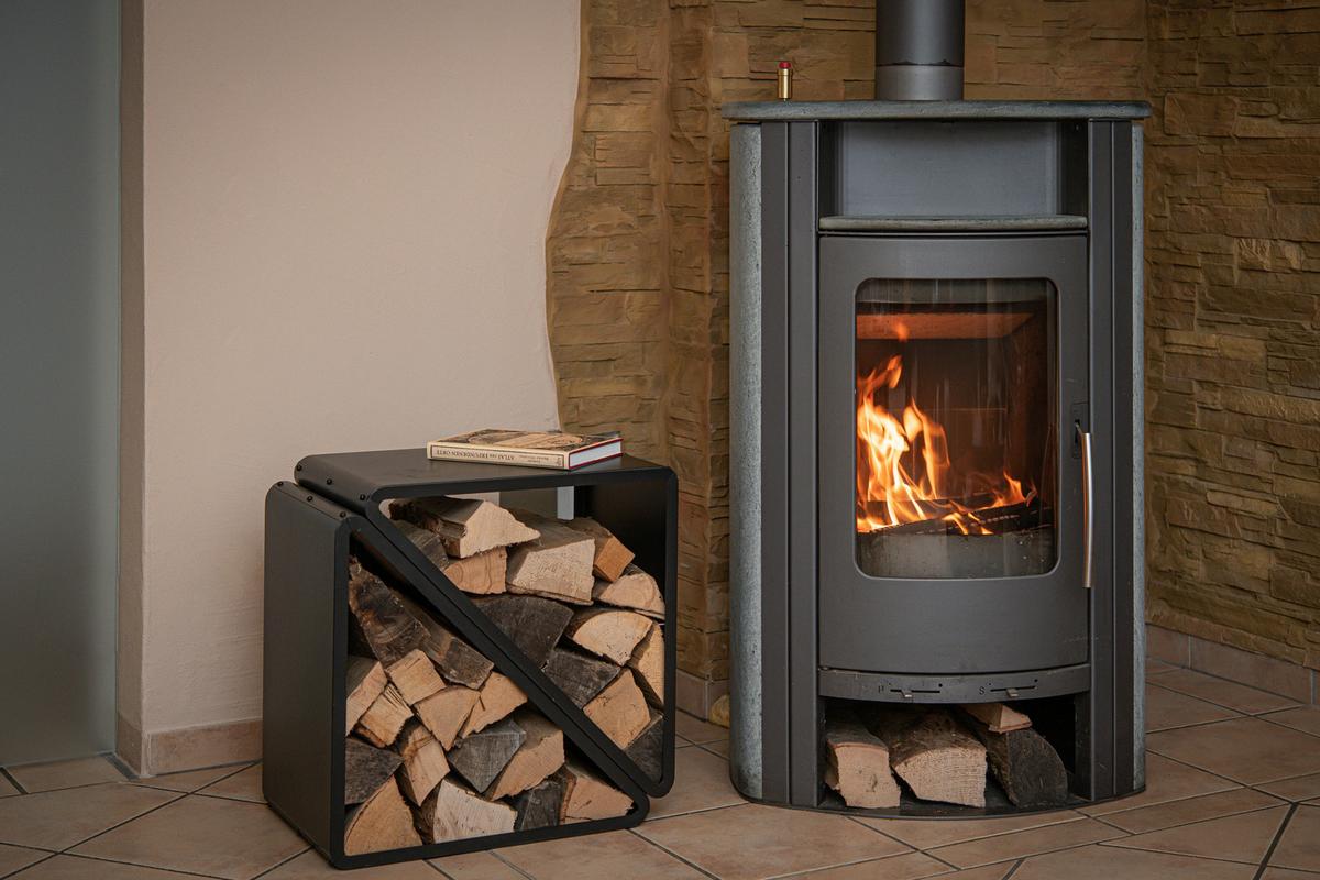 Regál na dřevo černa, kov - černá, Basics, kov (35,5/56/57cm)