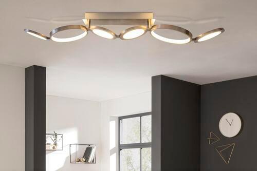 Led-deckenleuchte Stelari L: 100 Cm, 3-Fach Dimmbar - Silberfarben, Design, Kunststoff/Metall (100cm) - Näve