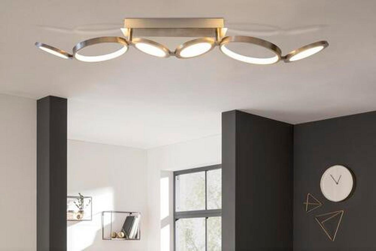 Led-deckenleuchte Stelari L: 100 Cm, 3-Fach Dimmbar - Silberfarben, Design, Kunststoff/Metall (100cm) - Näve
