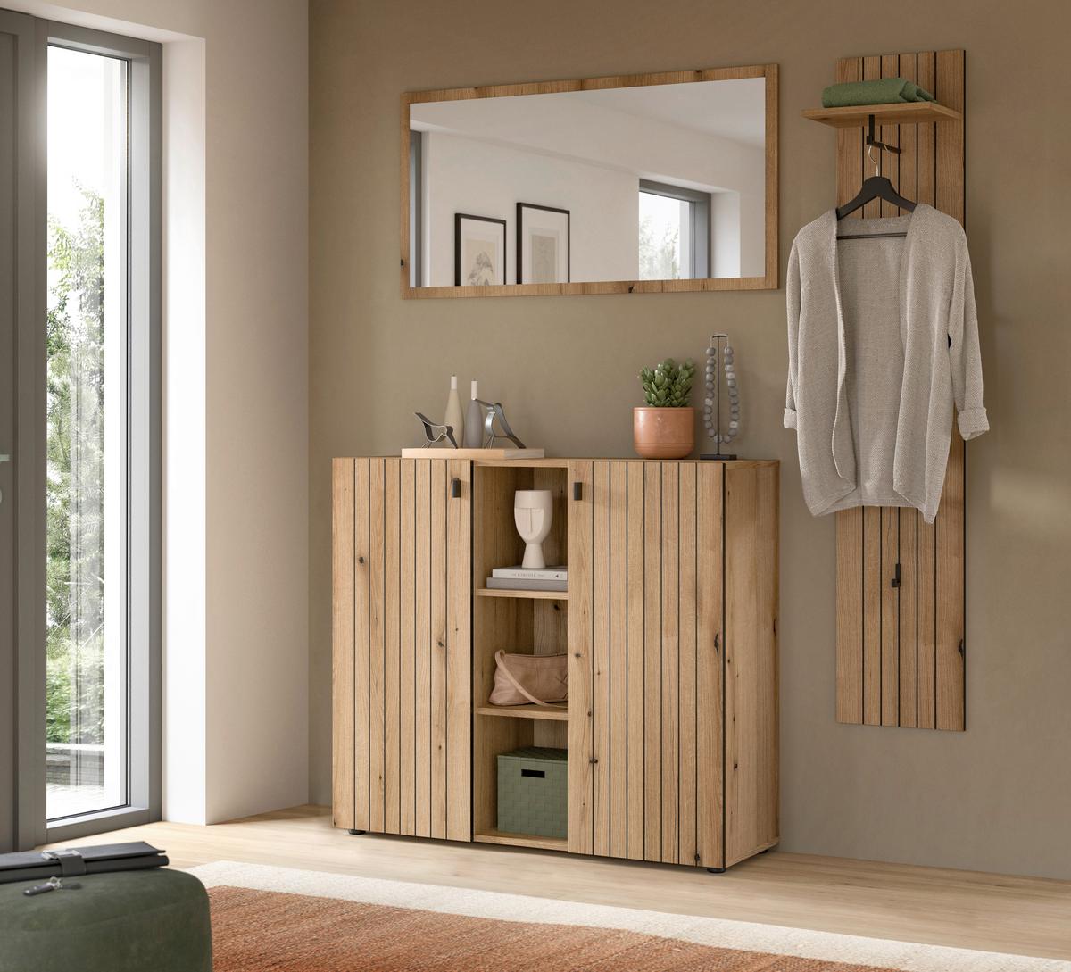 Garderobe Station Eiche Dekor B: 157cm - Eichefarben, Design, Holzwerkstoff (157/192/37cm) - MID.YOU