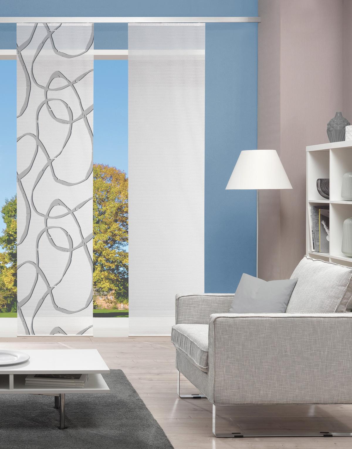 Flächenvorhang Ophelia - Grau Hochglanz/Weiß, KONVENTIONELL, Textil (60/260cm)