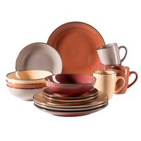 Kombiservice Metallic Rim 4 Personen Geschirr Set - Taupe/Beige, Basics, Keramik (33/31,7/32,5cm) - Mäser