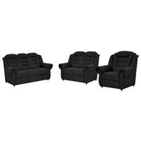 Sitzgarnitur Boston Schwarz Lederlook - Schwarz, KONVENTIONELL, Textil - Livetastic