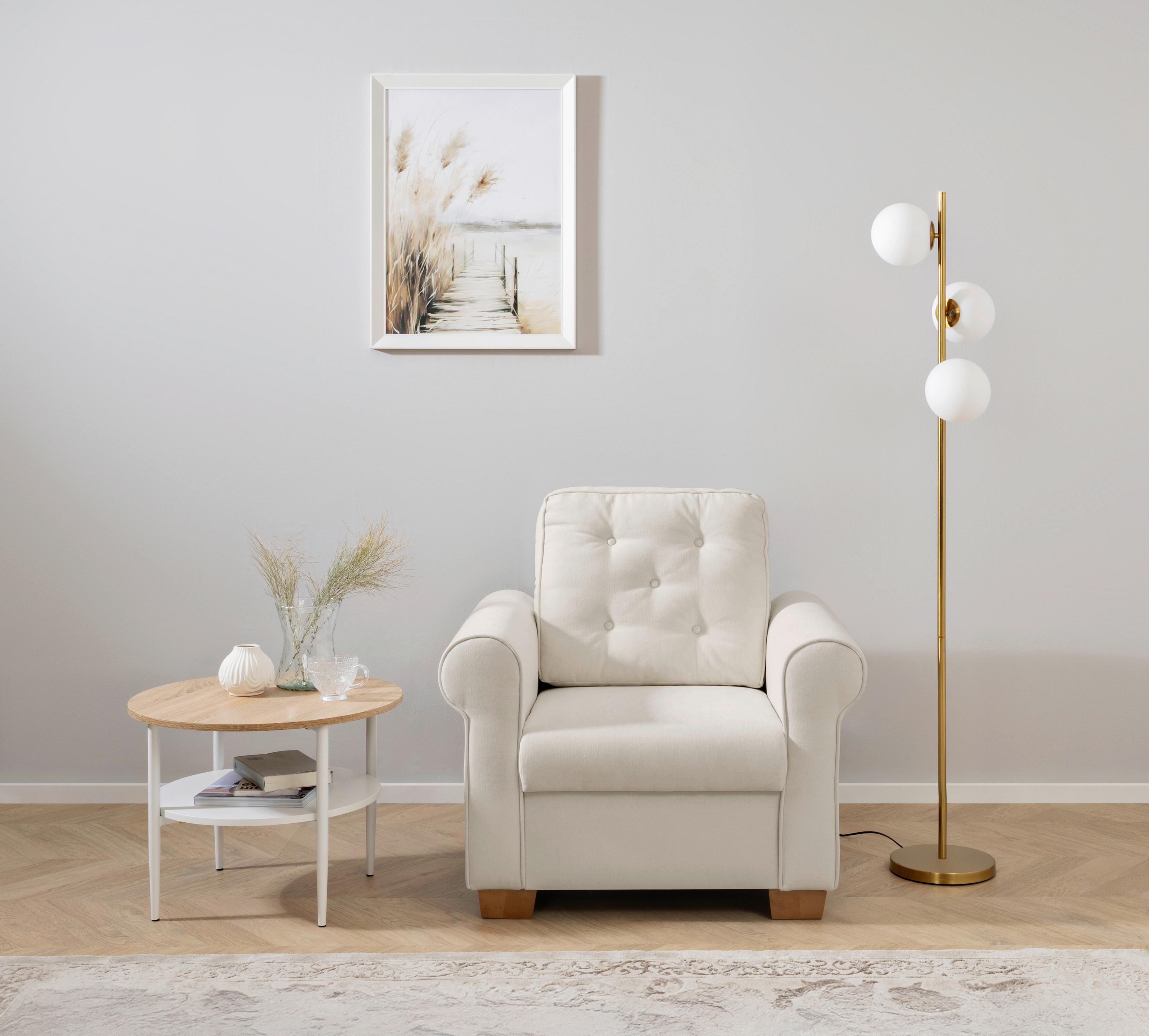 Sessel Arles, Hellgrau 80 B: 93 Cm - Buchefarben/Hellgrau, Design, Textil (93/89/82cm) - MID.YOU