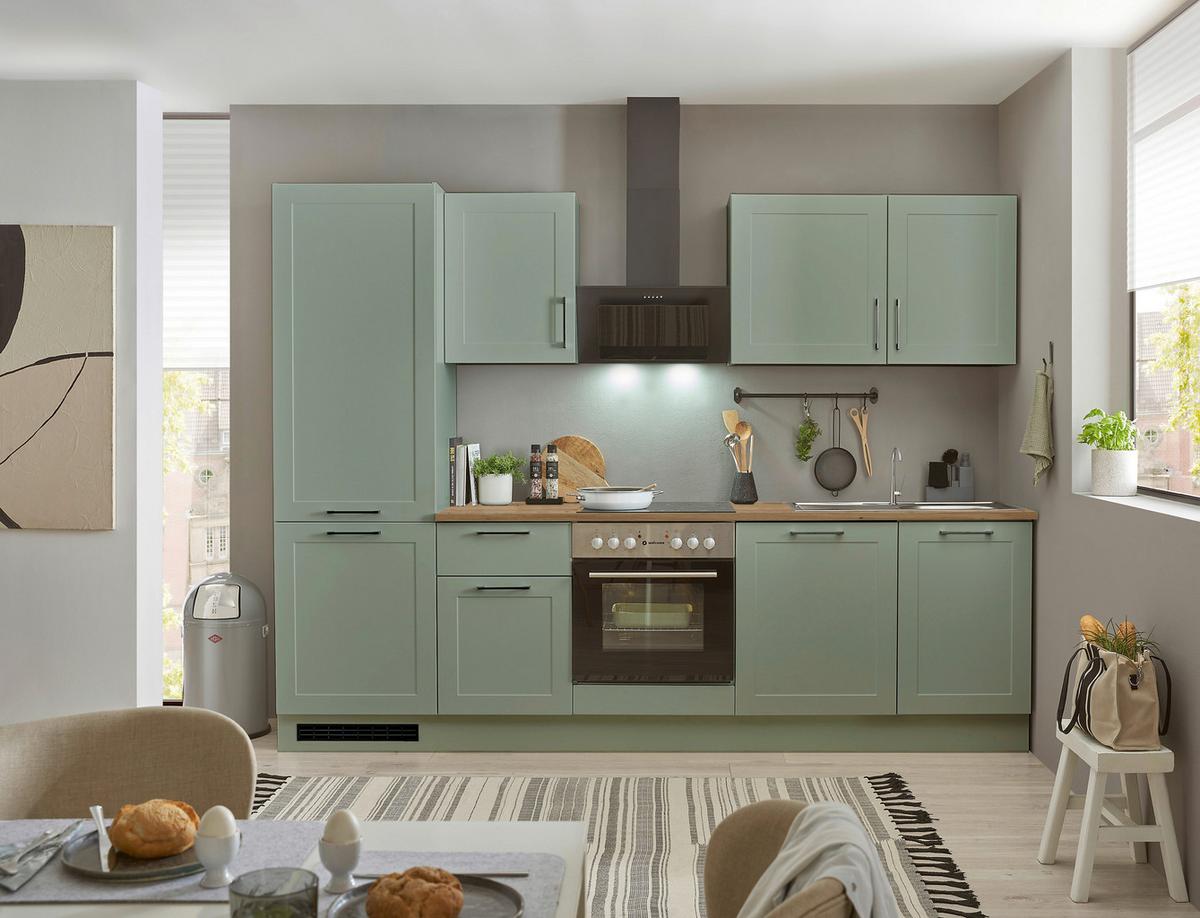 Küchenblock Marseille Grün/Eiche Dekor B: 280 cm - Eiche Artisan/Grün, Design, Holzwerkstoff (280cm) - MID.YOU