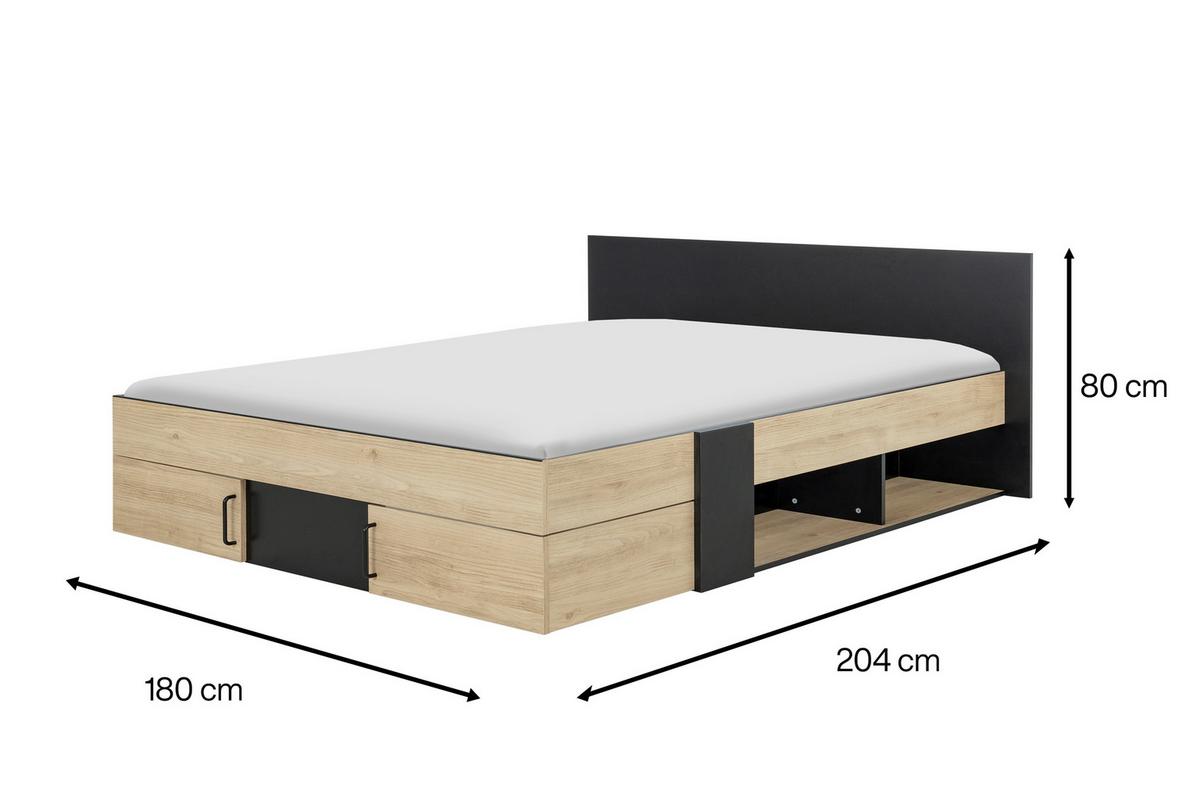 Stauraumbett Swivel 180x200 cm - Kastanienfarben/Schwarz, Basics, Holzwerkstoff (180/200cm)