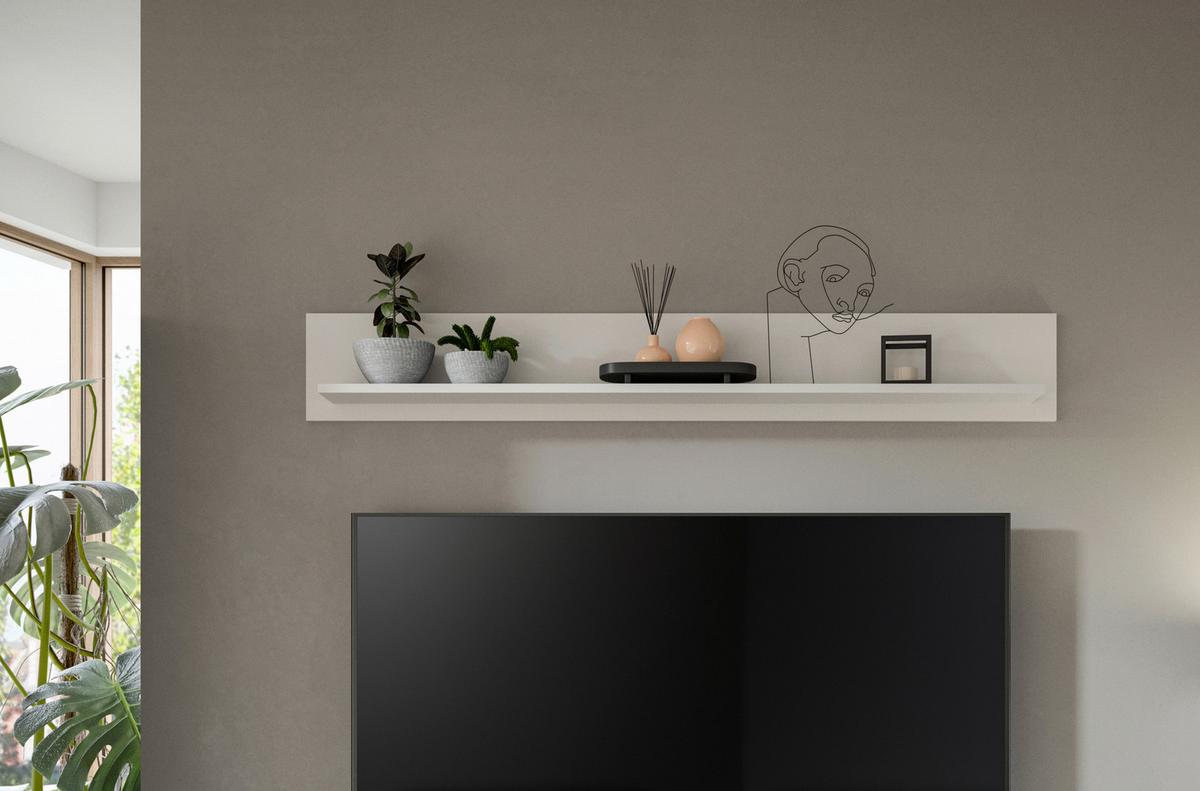 Wandboard Jam Weiß B: 140 cm - Weiß, Design, Holzwerkstoff (140/20/15cm) - MID.YOU