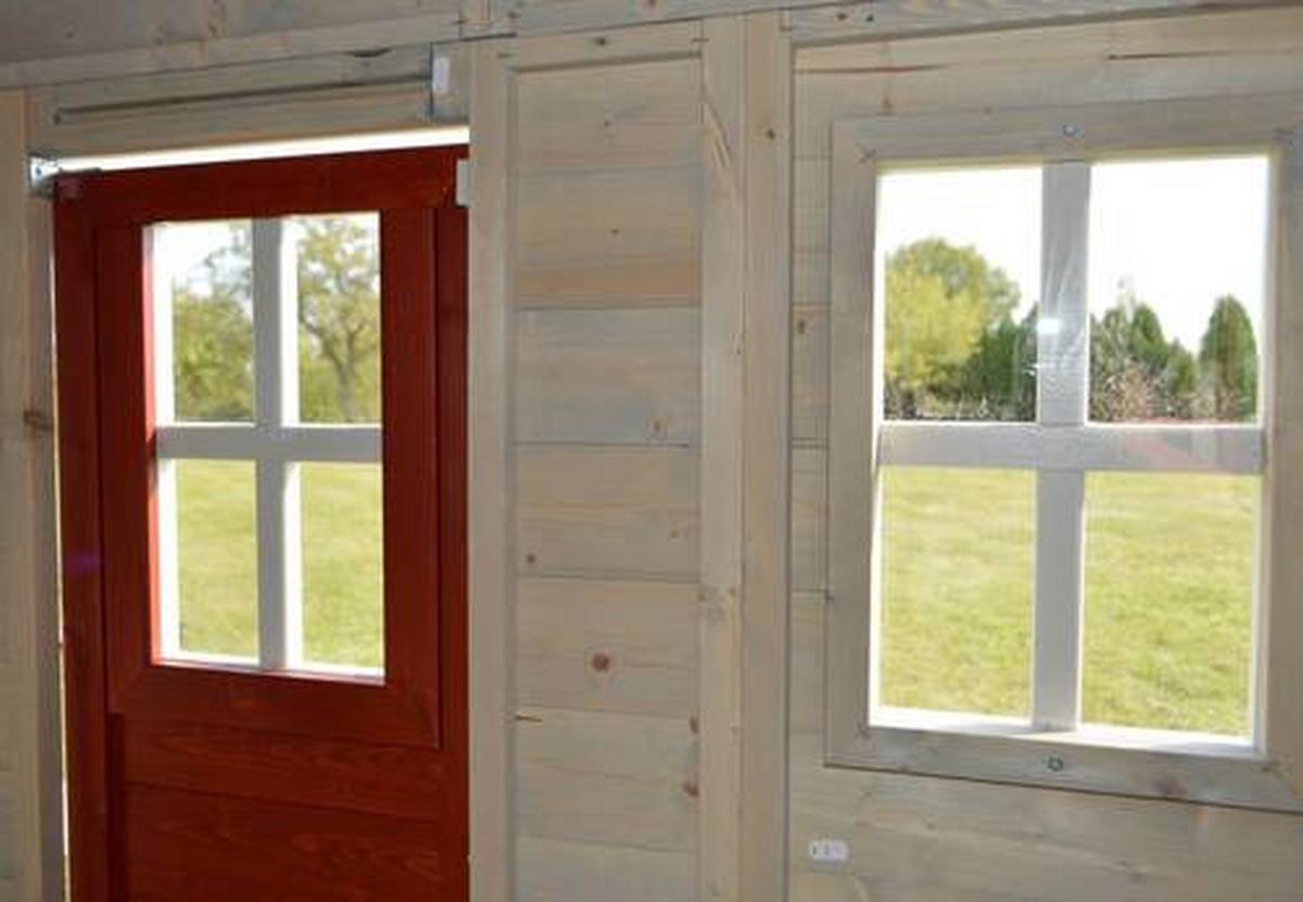 Spielhaus Elefant Naturfarben/Rot, B: 350 cm - Rot/Naturfarben, KONVENTIONELL, Holz (350/242/290cm)