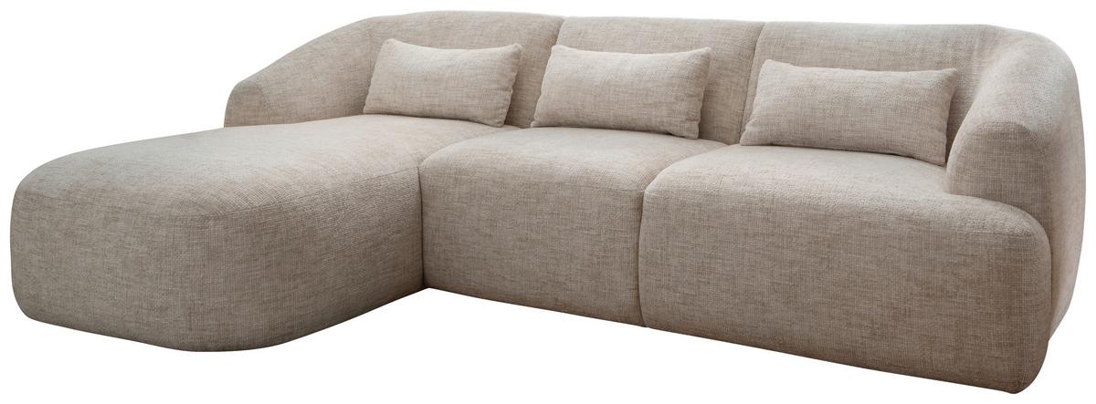 Ecksofa Caponi, Creme S: 160x256 Cm - Creme/Schwarz, MODERN, Textil (160/256cm) - Livetastic