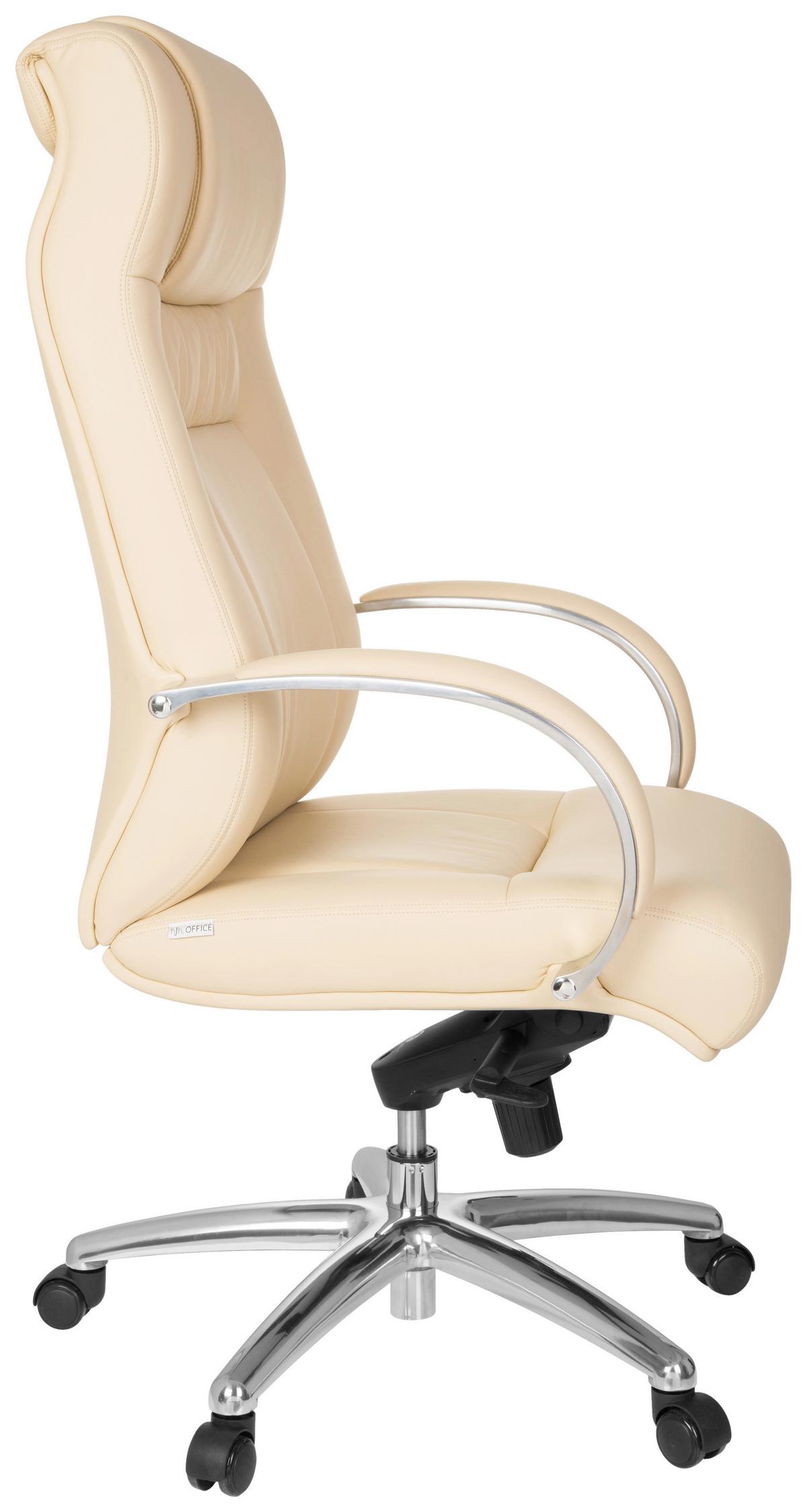 Chefsessel Xxl G 600 Lederlook Beige Bis 150 Kg - Beige/Silberfarben, Basics, Kunststoff/Textil (60/131/49cm) - MID.YOU