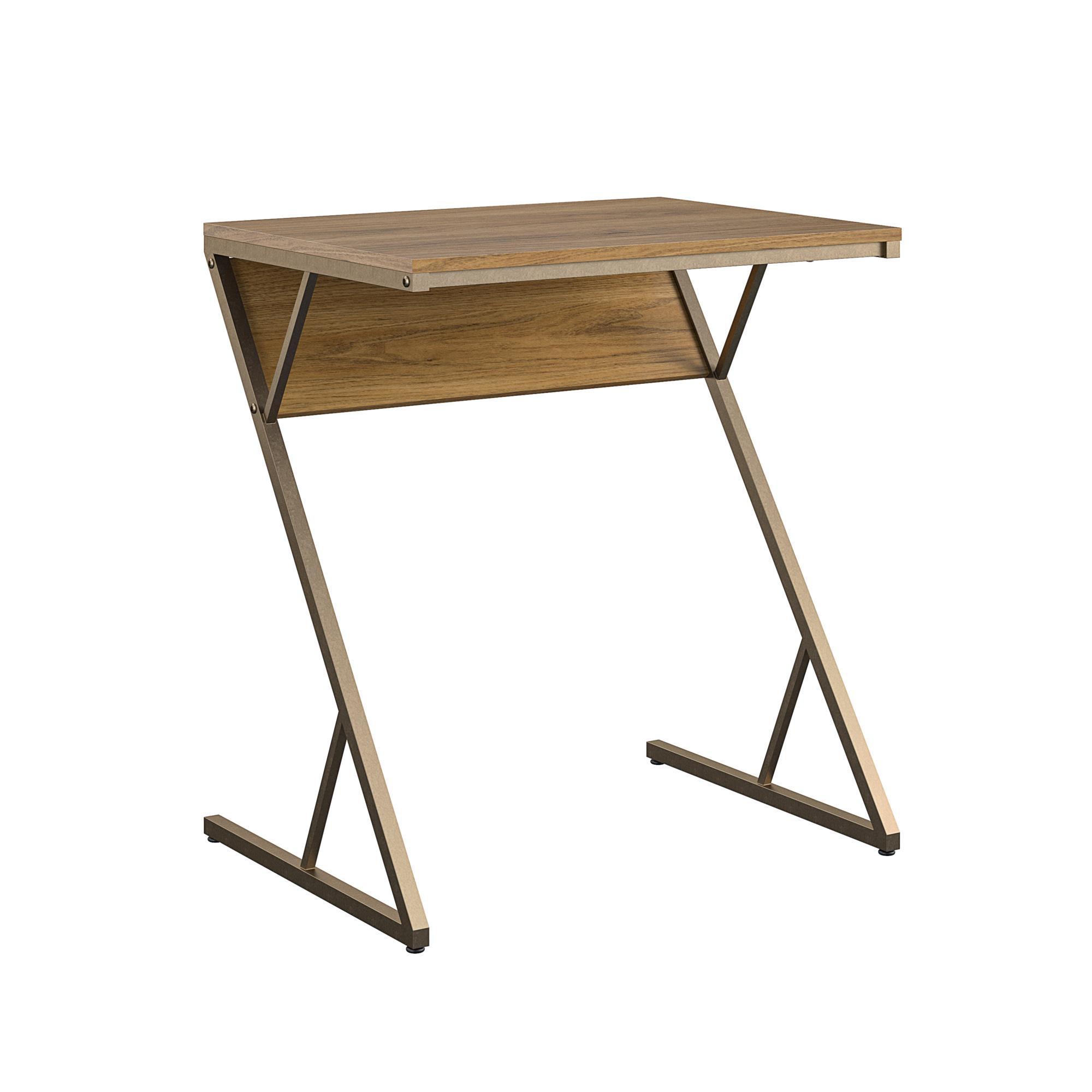 Schreibtisch Regal Wallnussfarben B: 72 cm - Messingfarben/Walnussfarben, Design, Holzwerkstoff (64/72/49cm) - MID.YOU