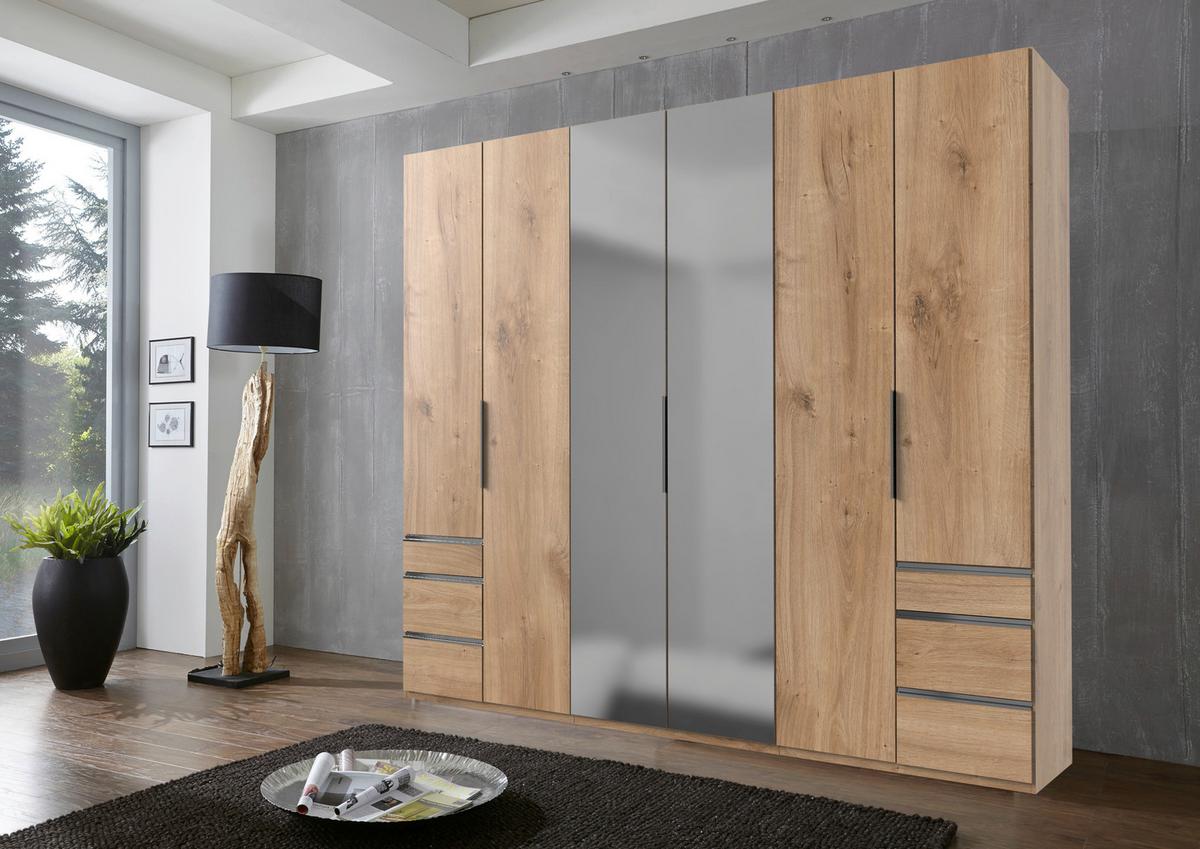 Drehtürenschrank mit Laden B: 300 cm Level, Eiche Dekor - Eichefarben, MODERN, Holzwerkstoff (300/236/58cm) - MID.YOU