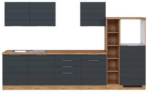 Küchenzeile Florenz ohne Geräte 330 cm Grau/Eichef. - Eiche Wotan/Grau, Design, Holzwerkstoff (330cm) - Held