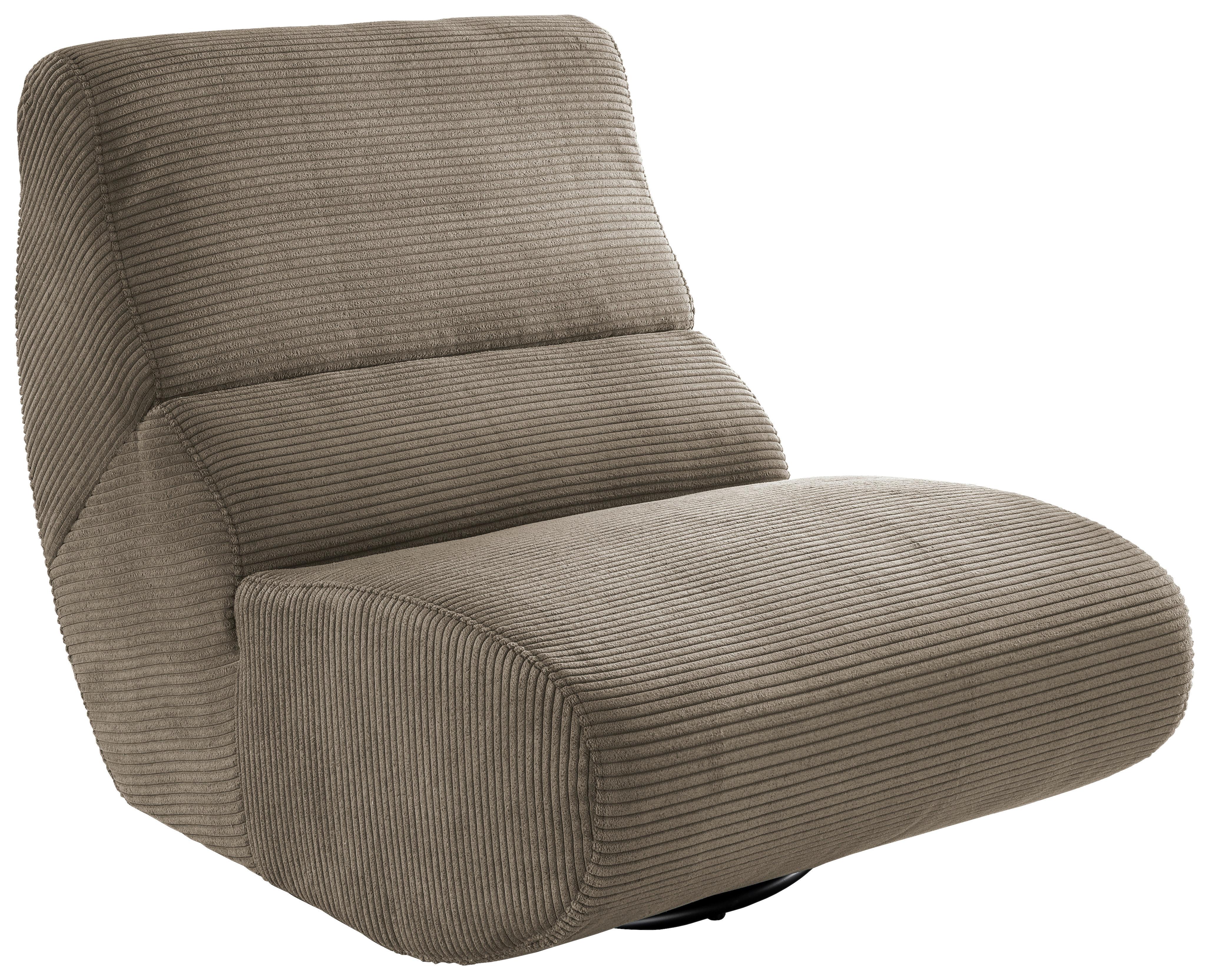 Sessel Lucera Graubraun 360° drehbar, B: 74 cm - Graubraun/Schwarz, Design, Textil (74/85/105cm) - Livetastic