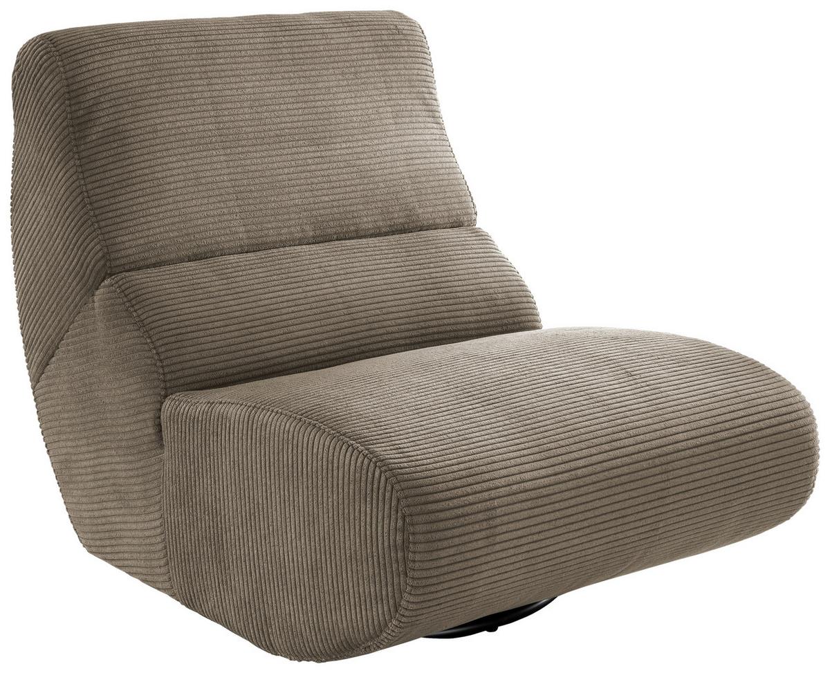 Sessel Lucera Graubraun 360° drehbar, B: 74 cm - Graubraun/Schwarz, Design, Textil (74/85/105cm) - Livetastic