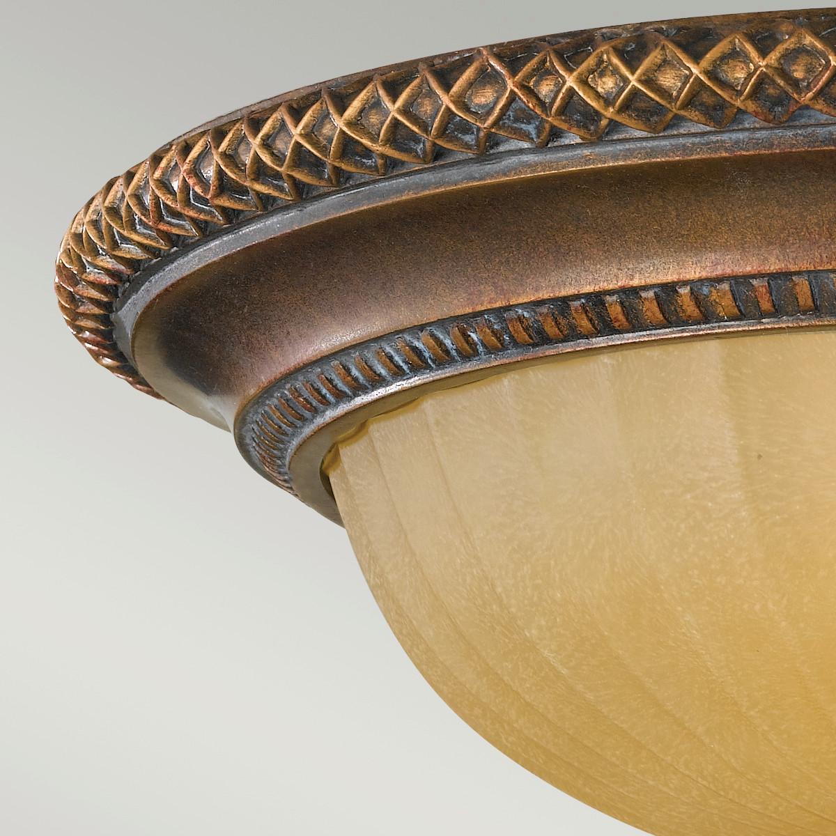 Deckenleuchte Kelham Hall Ø 34,3 Cm 2-Flammig Antik - Goldfarben/Bronzefarben, Natur, Glas/Metall (34.3/17.8cm) - Elstead Lighting