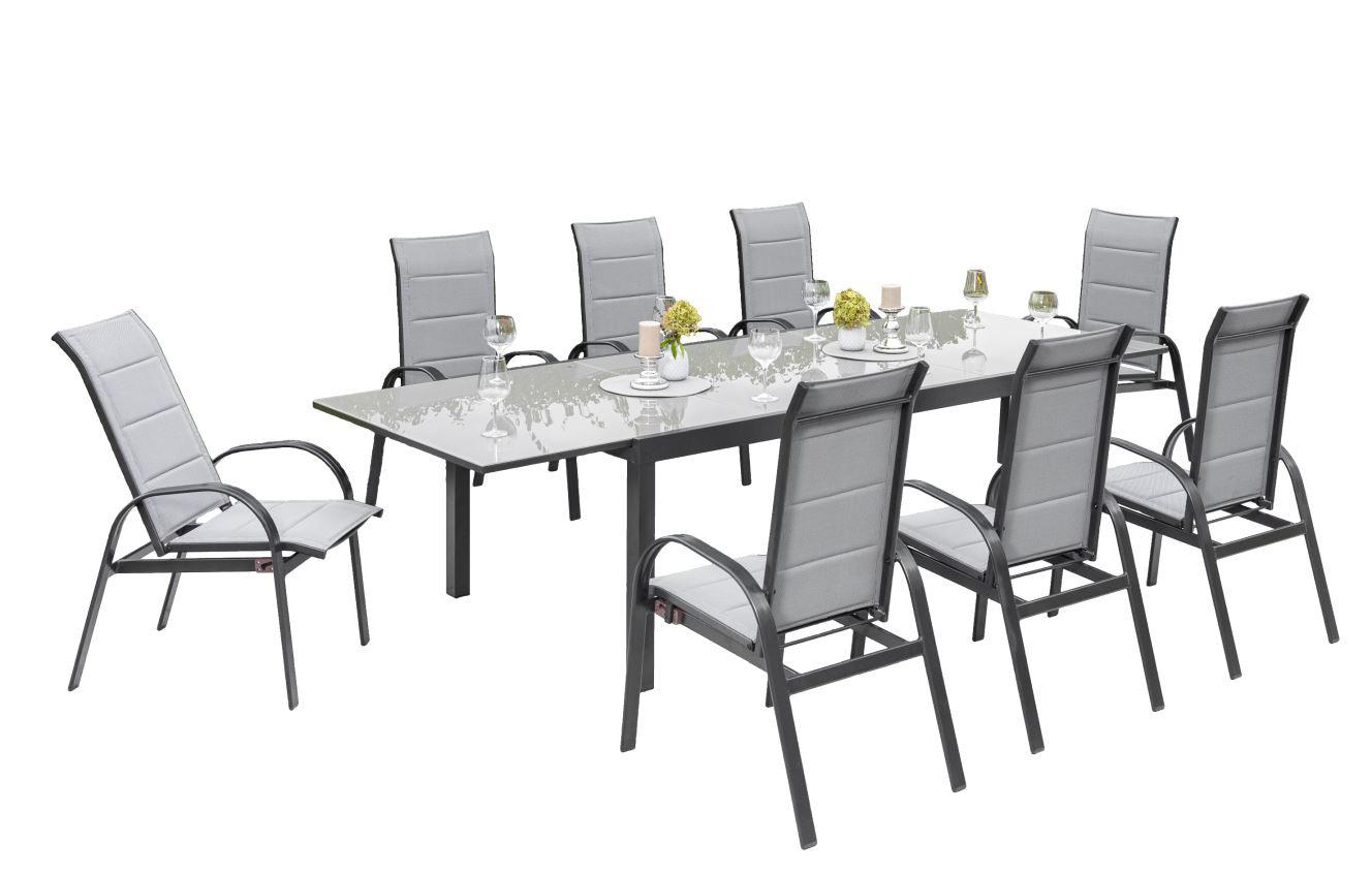 Gartenset Marini - Graphitfarben/Grau, MODERN, Glas/Textil - Gardenson