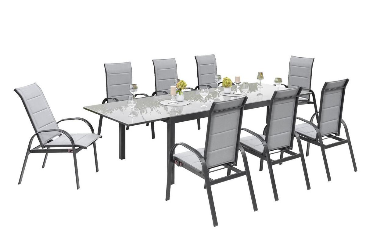 Gartenset Marini - Graphitfarben/Grau, MODERN, Glas/Textil - Gardenson