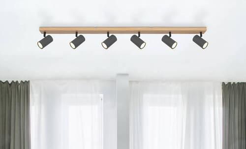 Strahler 57911-6dg - Graphitfarben/Schwarz, Natur, Holz/Metall (115/6/12cm) - Globo