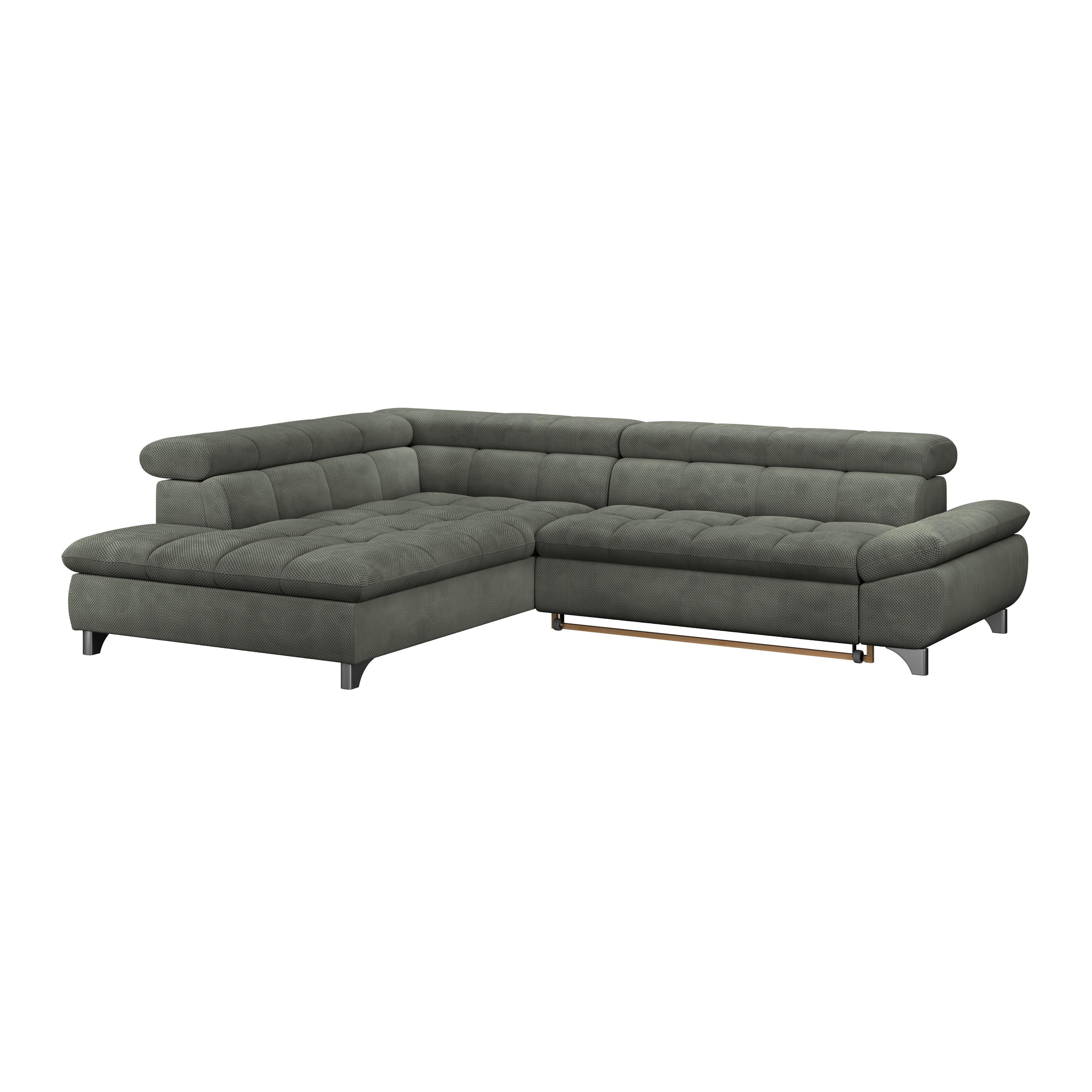 Eckbank Gemini Grün, B: 234cm - Chromfarben/Grün, KONVENTIONELL, Textil (234/312cm)