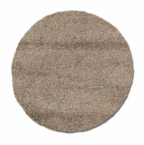 Hochflorteppich Fashion Shaggy Hellbraun Rund Ø 150 cm - Hellbraun, Basics, Textil (150cm) - Novel