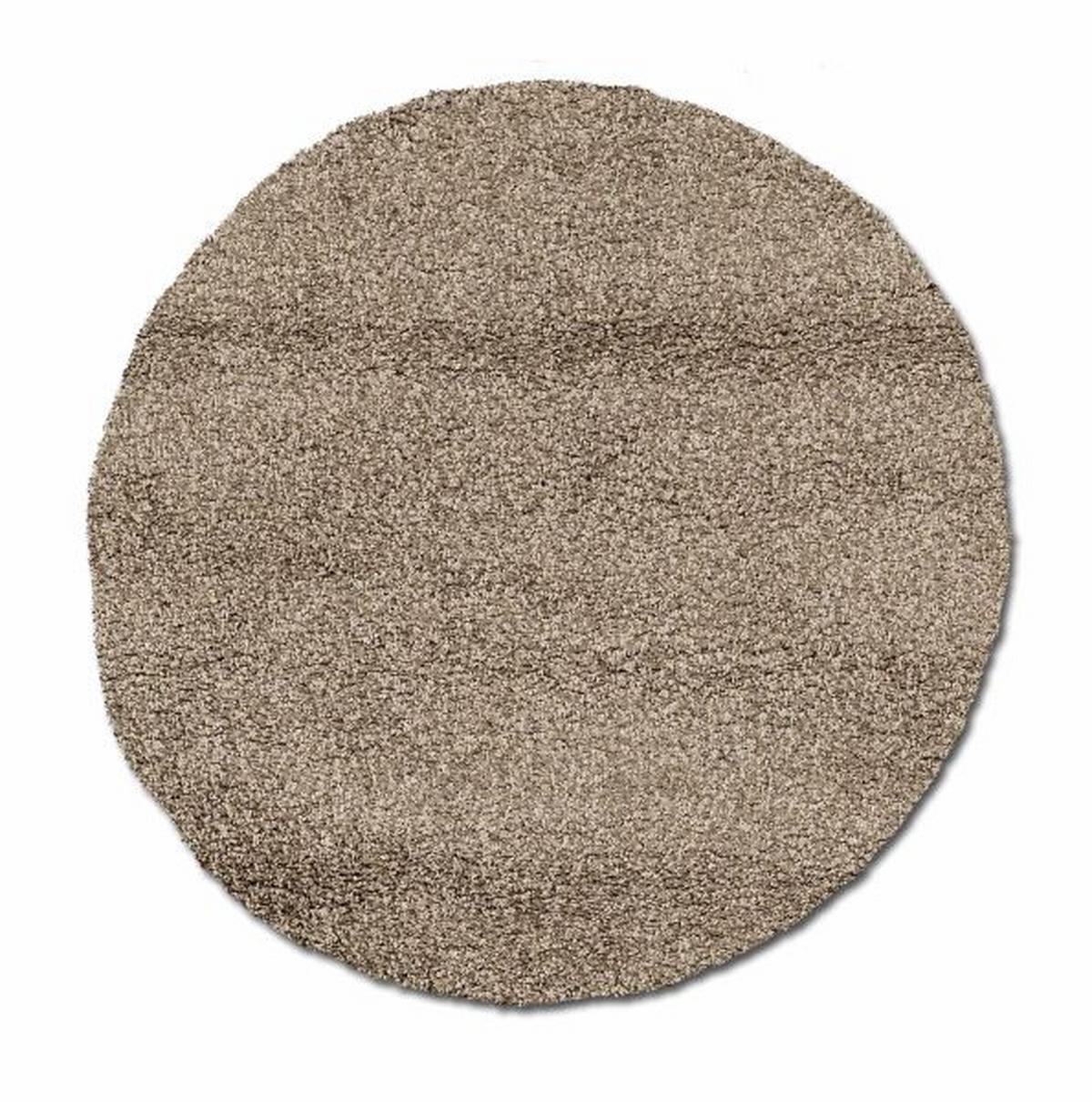 Hochflorteppich Fashion Shaggy Hellbraun Rund Ø 150 cm - Hellbraun, Basics, Textil (150cm) - Novel