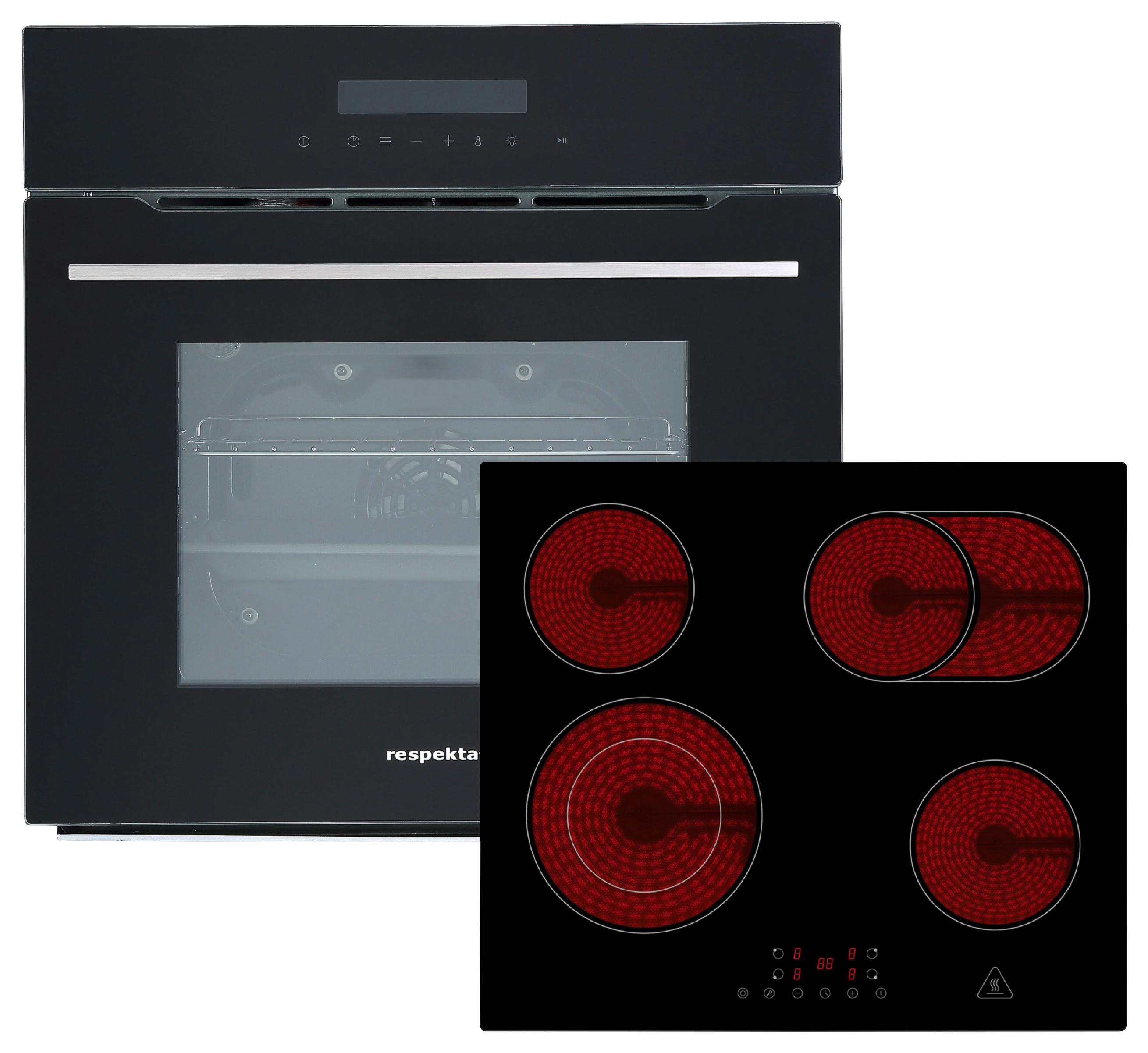 Einbau-backofen-set B: 59,5cm Elektro-Glaskeramik, Touchfeld - Schwarz, Trend, Metall (59,5/59/54,2cm) - Respekta