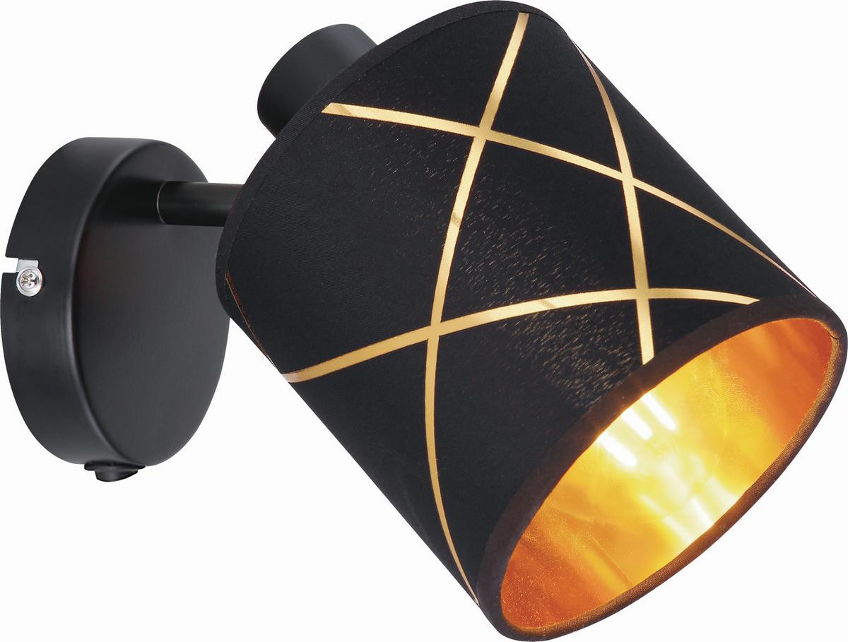 Strahler Josue 1-Flammig L: 13 cm - Goldfarben/Schwarz, ROMANTIK / LANDHAUS, Kunststoff/Metall (13/17cm) - James Wood