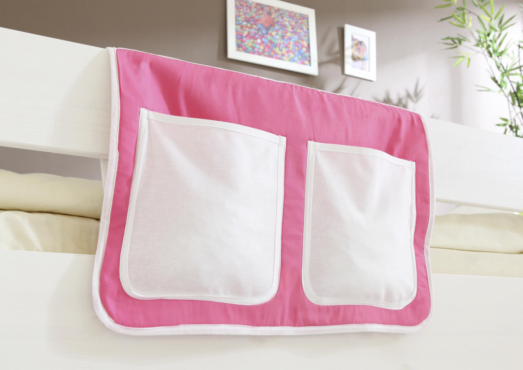 Betttasche Aus Baumwolle Mit 2 Fächern, Rosa/weiß - Rosa/Weiß, KONVENTIONELL, Textil (56/32/2cm) - MID.YOU