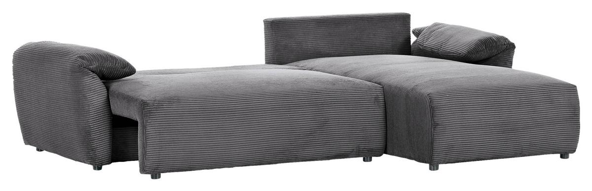 Ecksofa Cuty Dunkelgrau S: 266x180 cm - Dunkelgrau/Schwarz, KONVENTIONELL, Textil (266/180cm) - MID.YOU