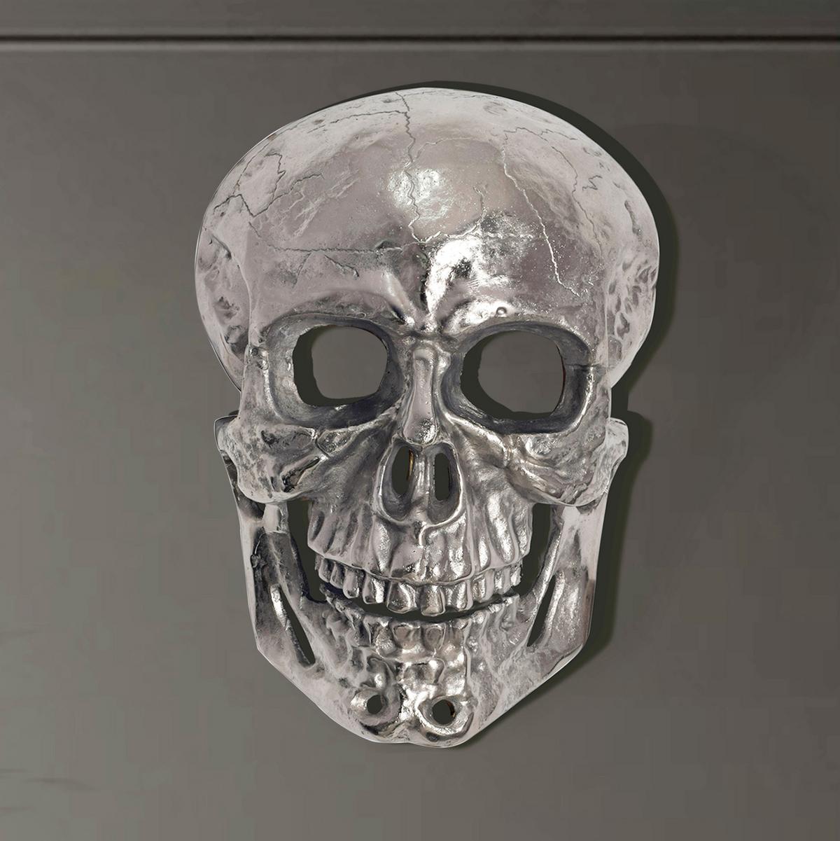 Wanddeko Schädel Silberfarben B: 30 Cm - Silberfarben, Design, Metall (30/41/15,5cm) - Livetastic