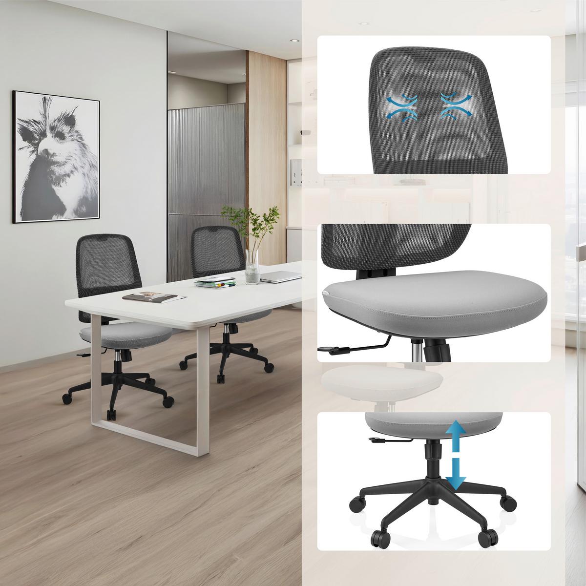 DREHSTUHL Minoro Grau B: 55cm - Schwarz/Grau, MODERN, Kunststoff/Textil (55/112/59cm) - MID.YOU