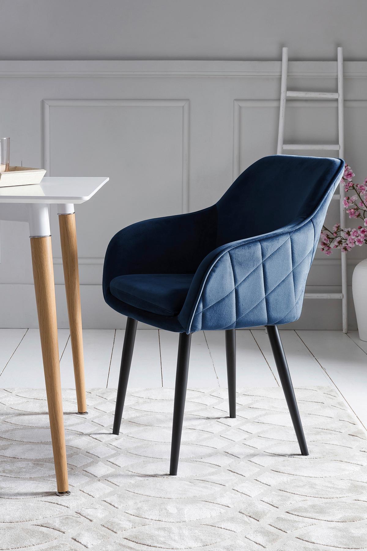 Armlehnstuhl Blau B: 61cm - Blau/Schwarz, MODERN, Textil/Metall (61/85/60cm) - Livetastic