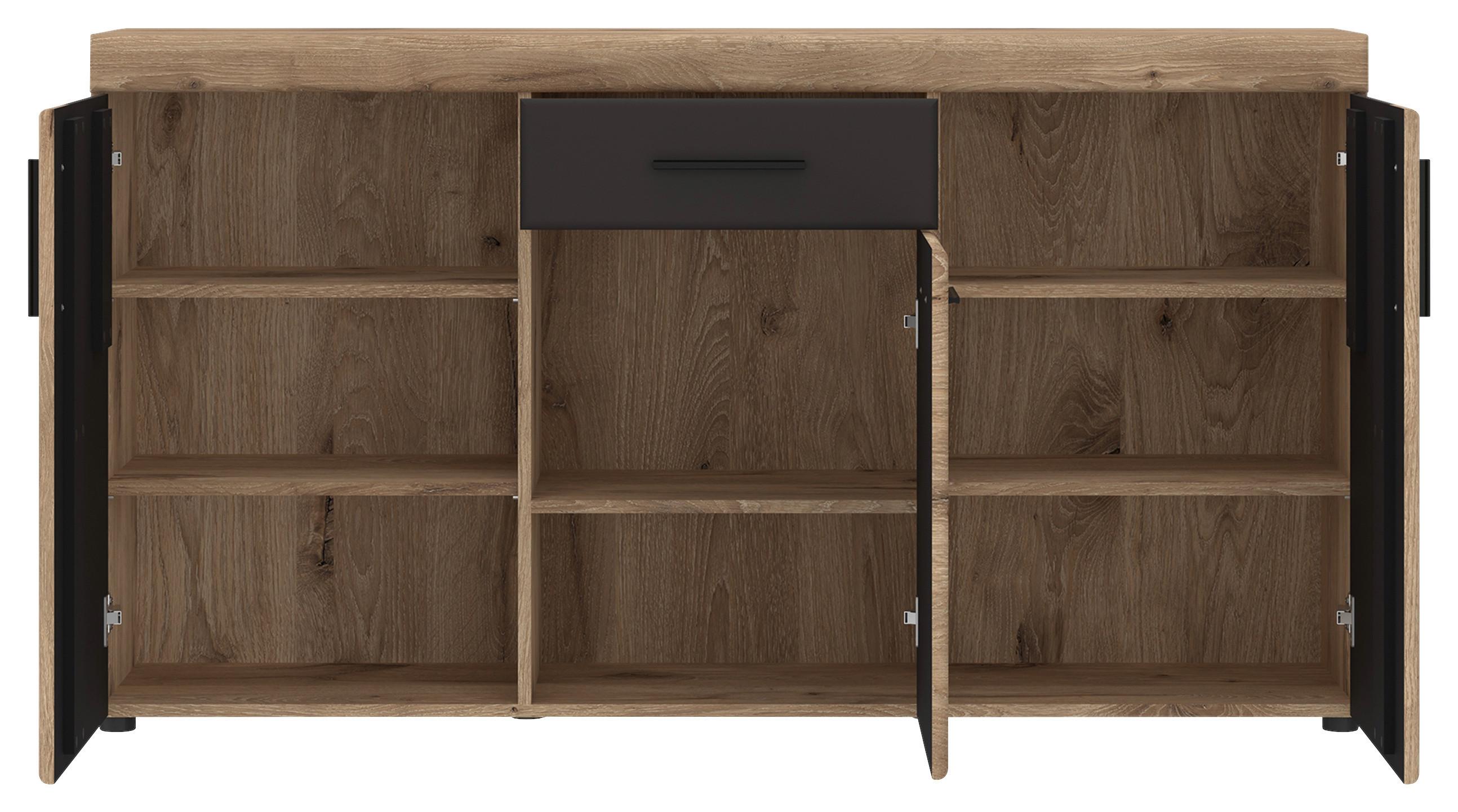 Sideboard Grano Eichefarben B: 157 cm - Dunkelgrau/Eichefarben, Trend, Holzwerkstoff (157/86/40,9cm)