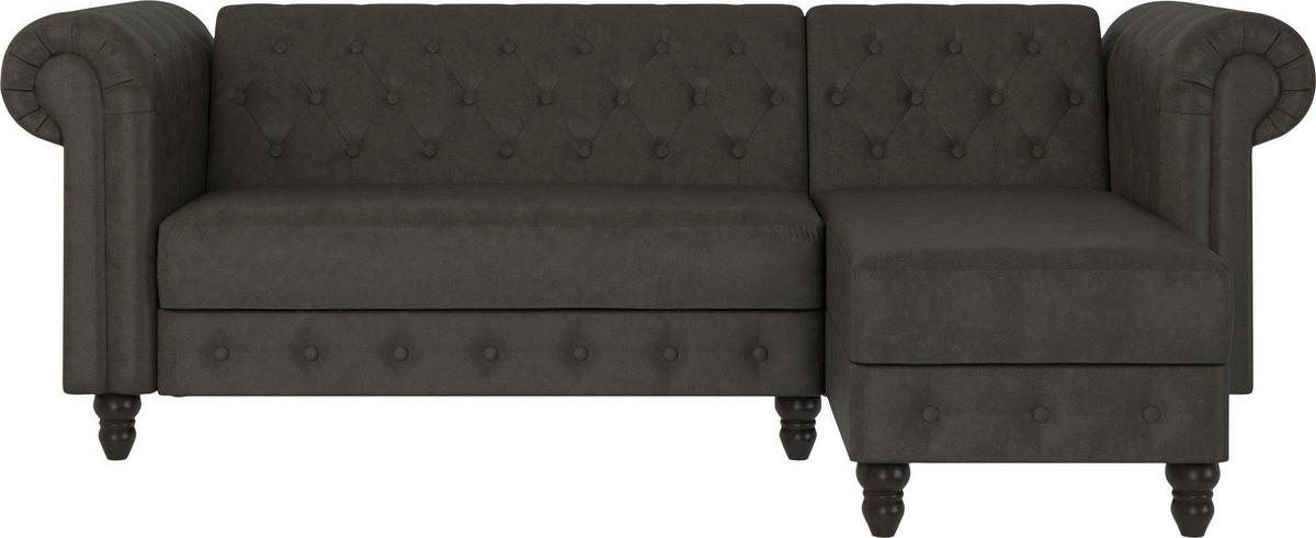 Ecksofa Firenze Anthrazit, mit Schlaffunktion - Anthrazit/Schwarz, Basics, Textil (241/154cm) - Livetastic