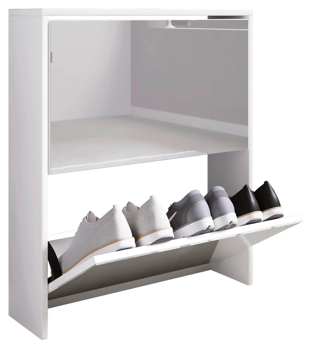 Schuhkipper Stido L Weiß Holz Deko B: 63 cm - Weiß, KONVENTIONELL, Holzwerkstoff (63/73/17cm) - MID.YOU