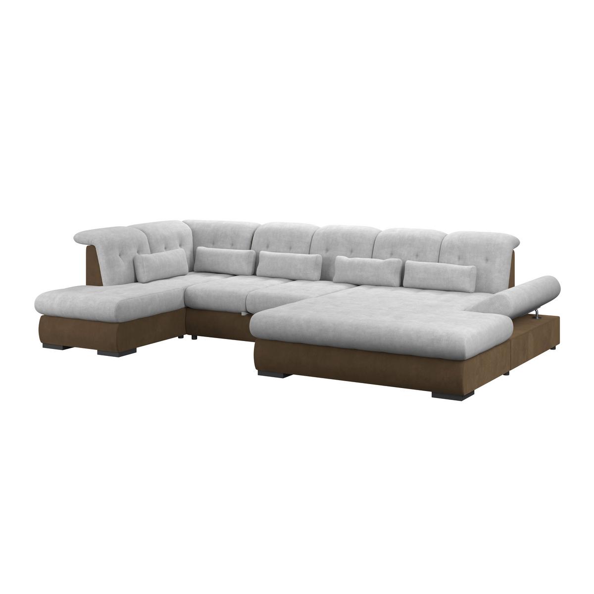 Wohnlandschaft Madera Silberfarben, S: 212x358 cm - Anthrazit/Silberfarben, KONVENTIONELL, Kunststoff/Textil (212/358/190cm)